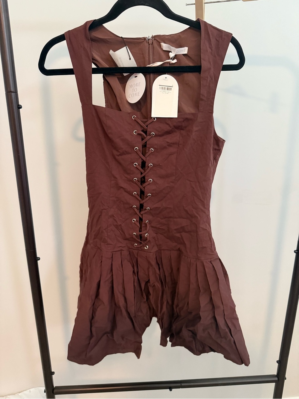 NWT More To Come Gemma Mini Dress in Brown - Picture 2 of 3